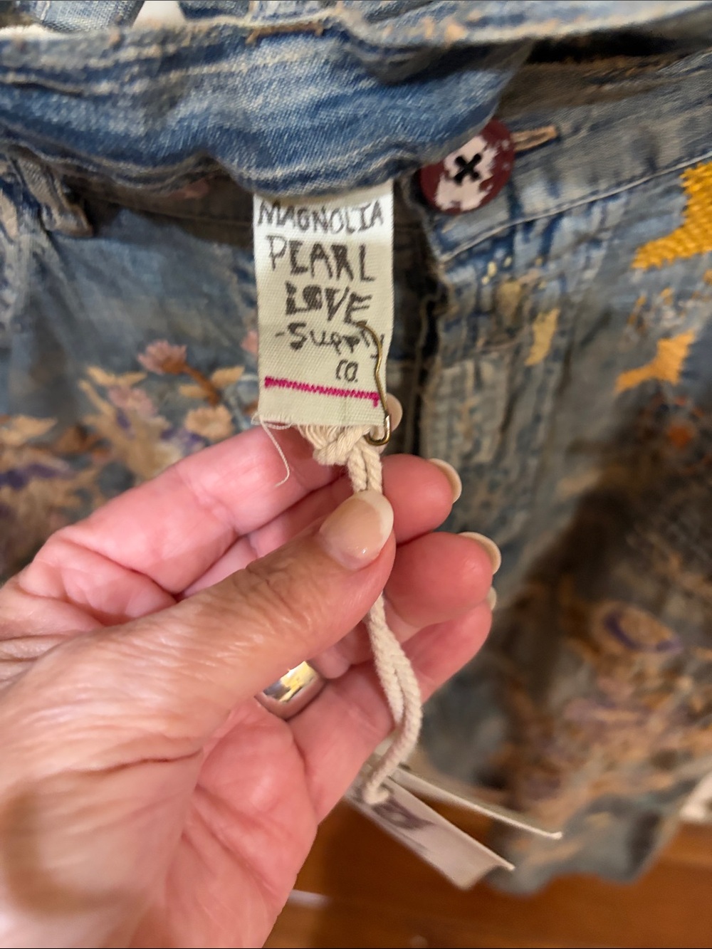 Magnolia Pearl Women's Embroidered Distressed Rosarian Miners Denim - Picture 5 of 7